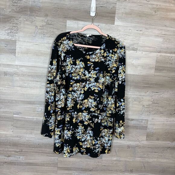 J. Jill Tops - J. Jill Black Floral Patterned Top